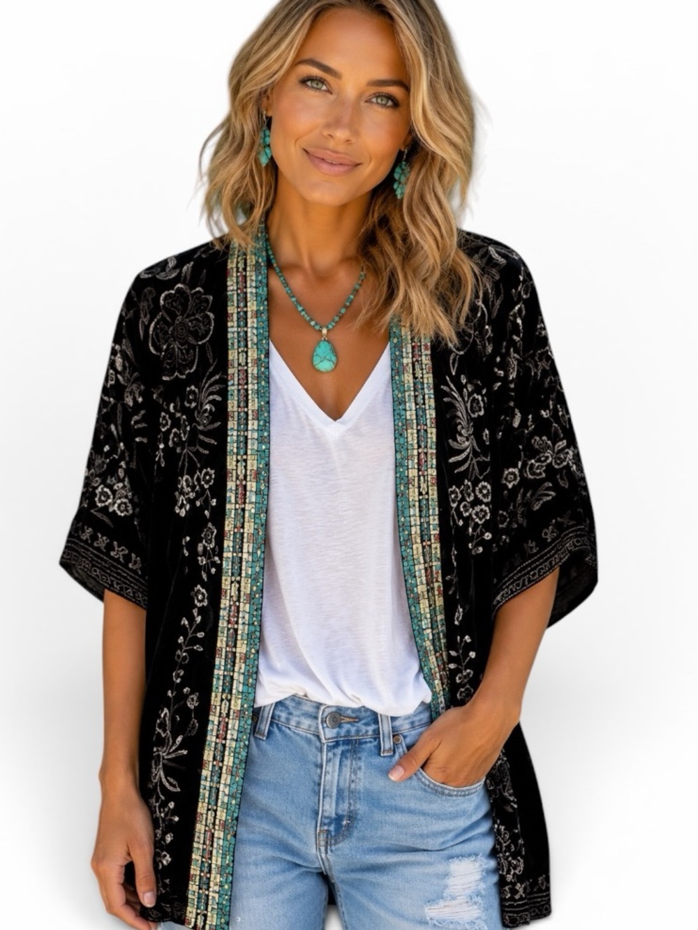 Johnny Was Velvet embroidered Okinawa jacket/kimono NWT (extremely oversized)